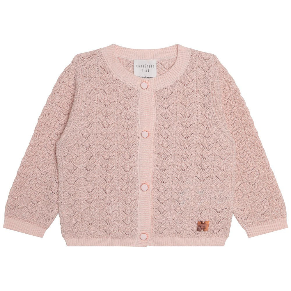 KNIT MOTIFS PINK CARDIGAN