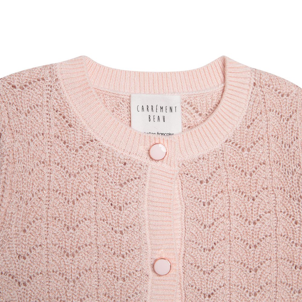 KNIT MOTIFS PINK CARDIGAN