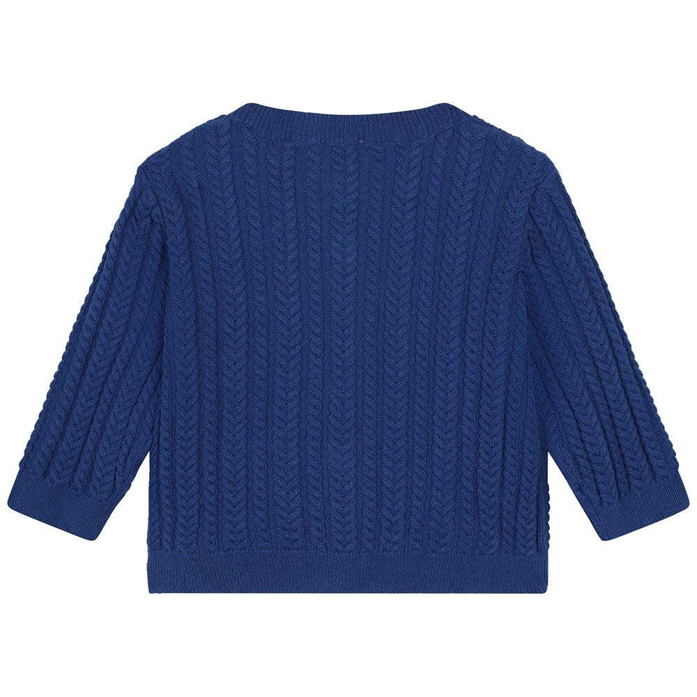 CABLE KNIT MOTIF BLUE CARDIGAN