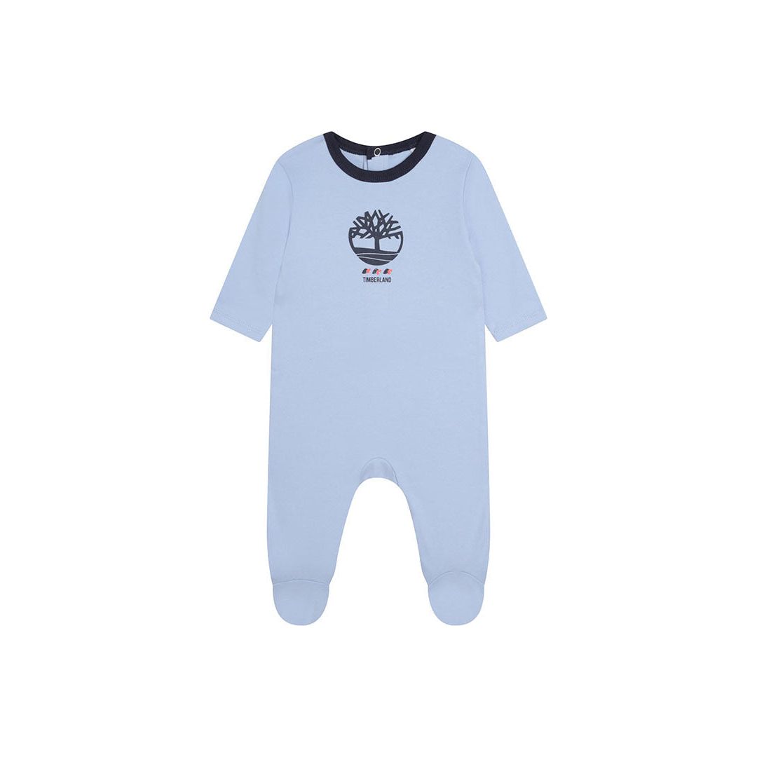 LOGO PRINT PALE BLUE OVERALL SET