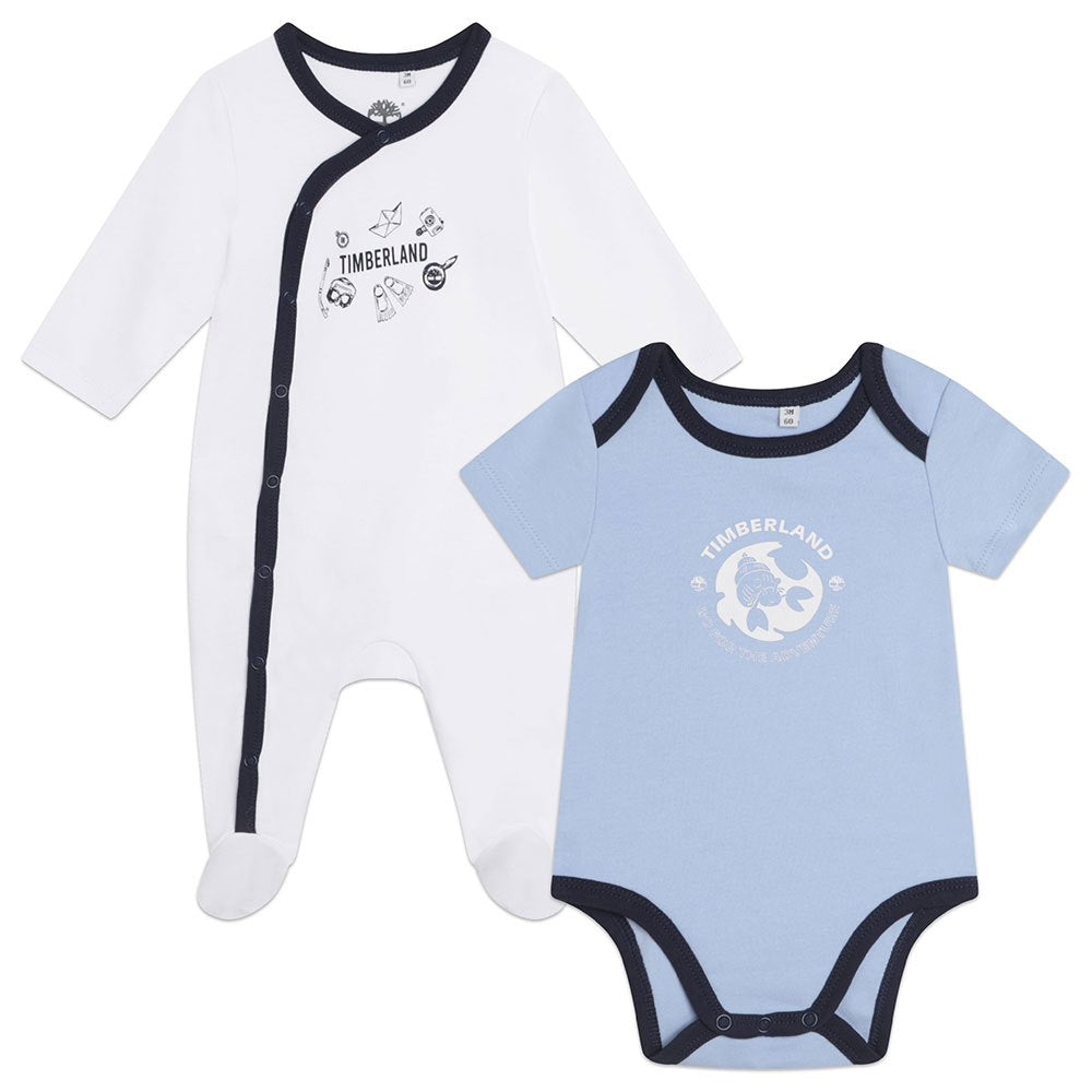 LOGO PRINT OVERALL AND ONESIE SET