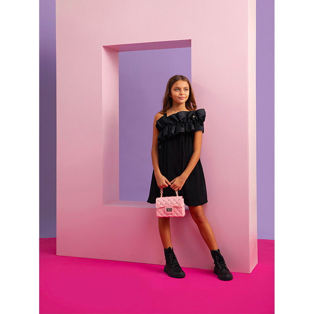 RUFFLE DETAIL ONE SHOULDER DRESS