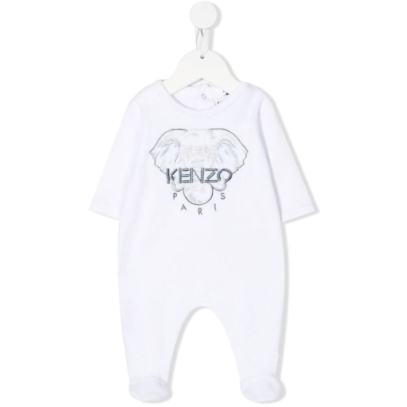 Elephant Embroidered Velvet Overall