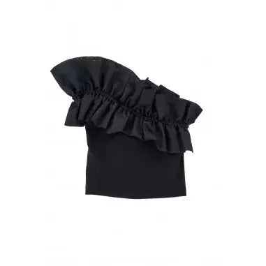 GIRLS BLACK ONE SHOULDER RUFFLE TOP