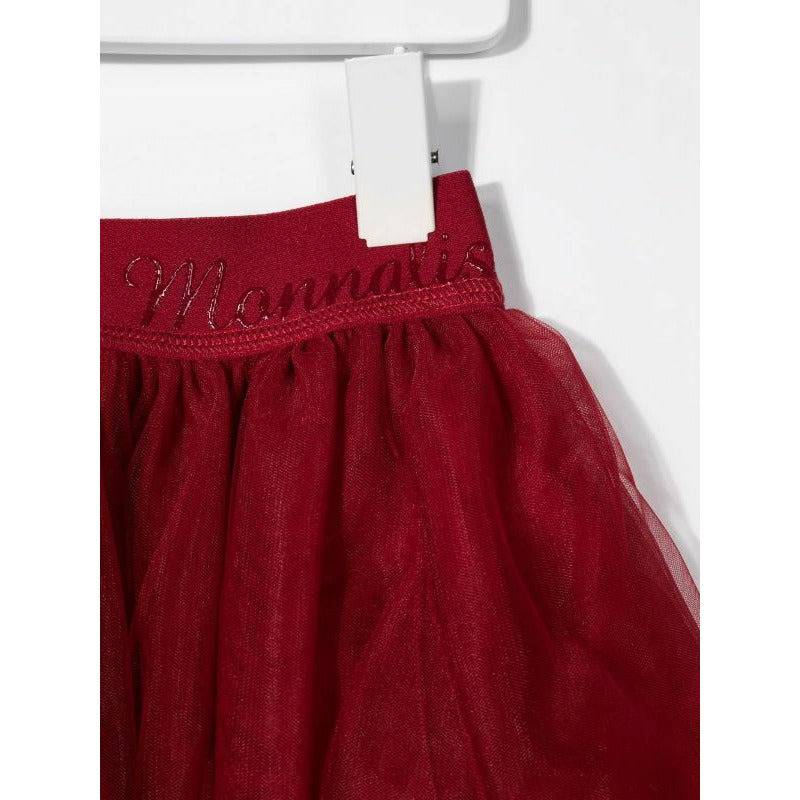 LOGO WAISTBAND TULLE SKIRT - RED