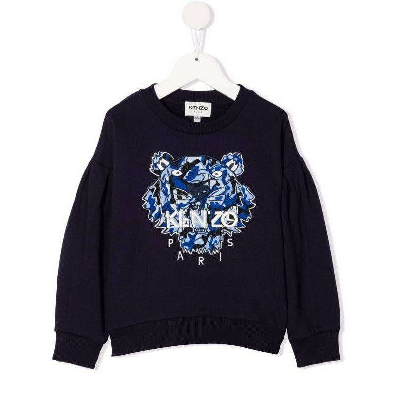 TIGER EMBROIDERED RIBBED TRIM SWEATER