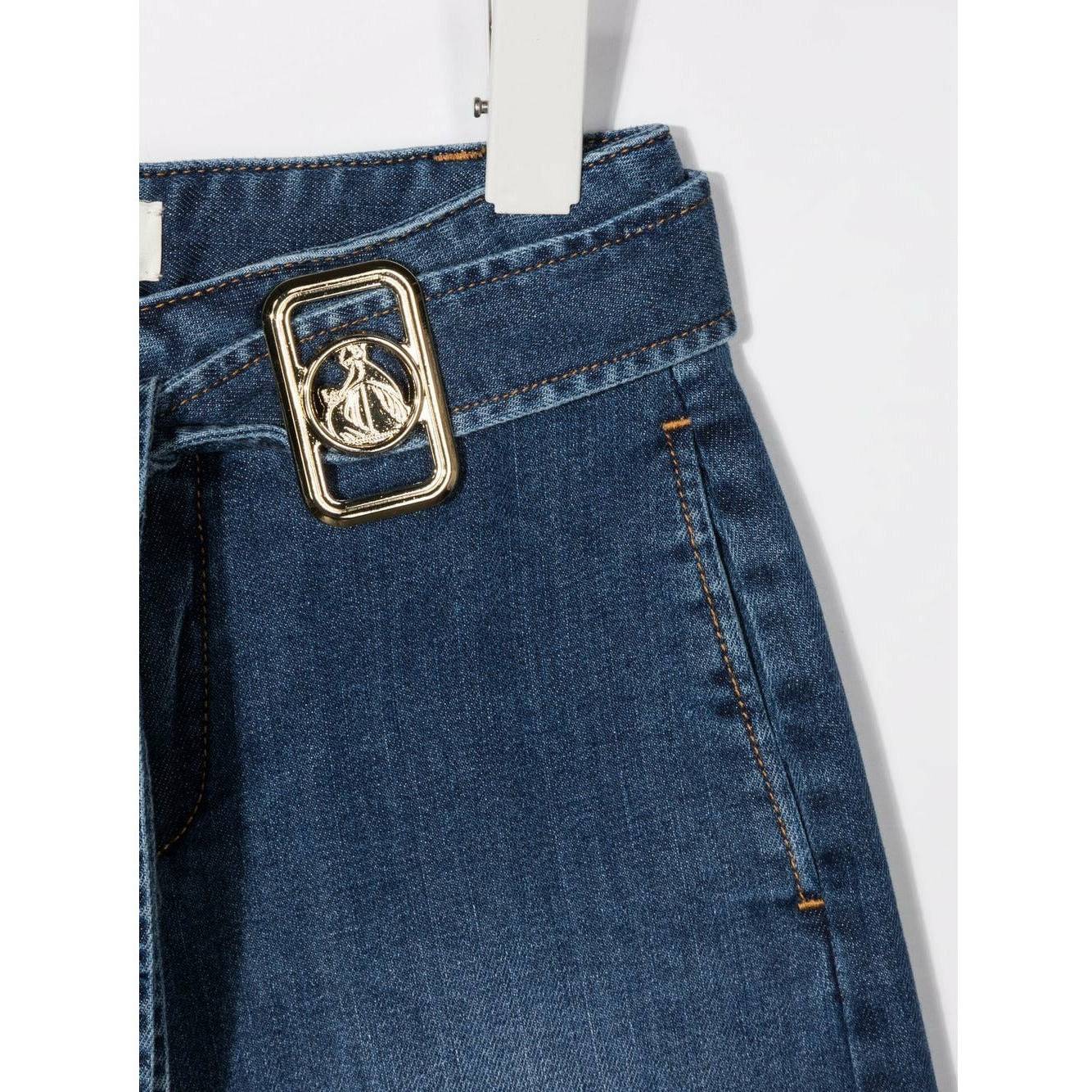 BELTED WIDE LEG JEANS