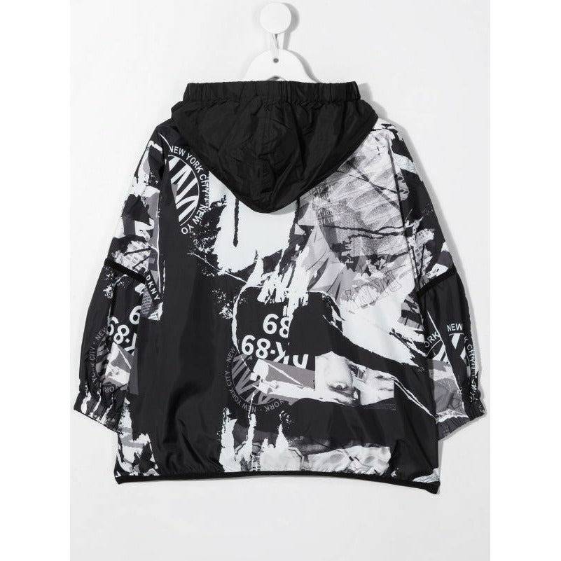 ABSTRACT PRINT HOODED JACKET