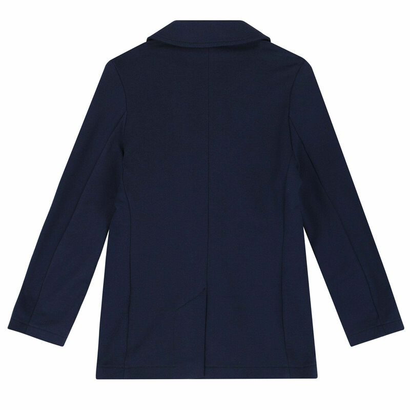 NAVY LOGO PRINT FITTED BLAZER