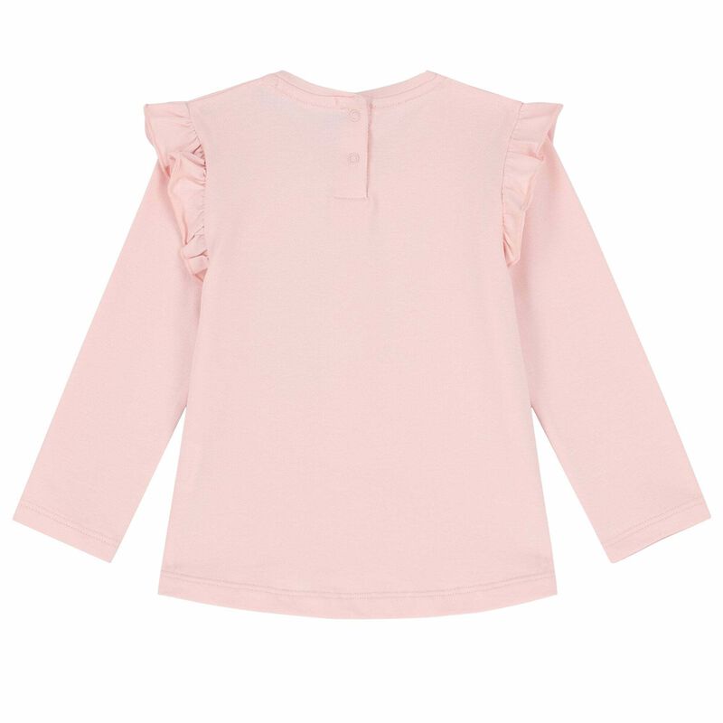 LOGO PRINT RUFFLE SLEEVE TOP