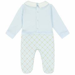 Baby Blue Logo Print Overall Set