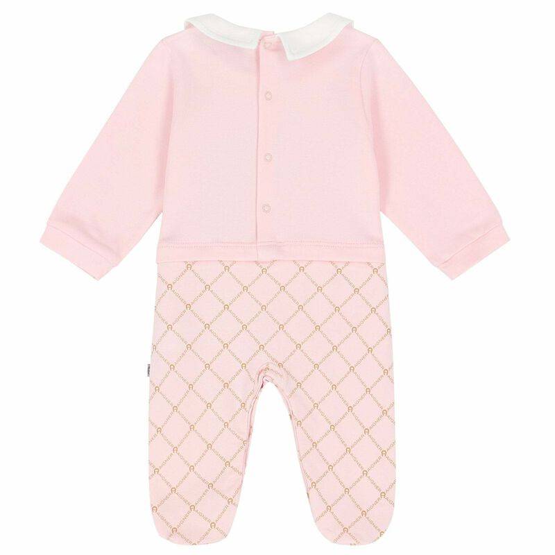 BABY PINK LOGO PRINT OVERALL
