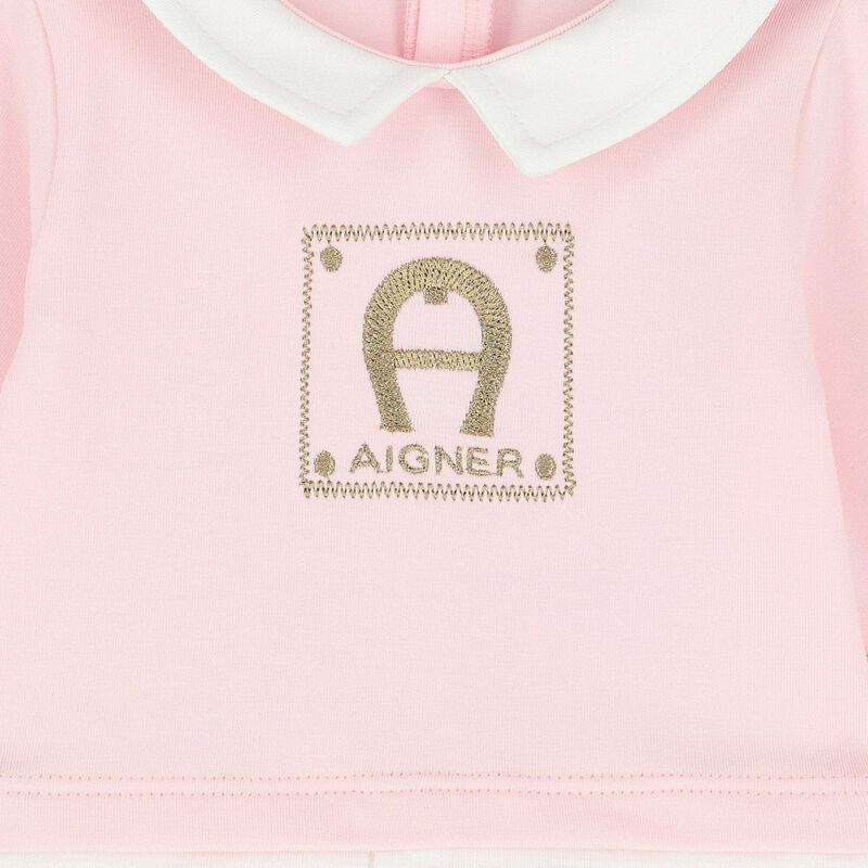 BABY PINK LOGO PRINT OVERALL