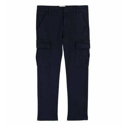 BOYS NAVY STRAIGHT STRETCH COTTON TROUSERS