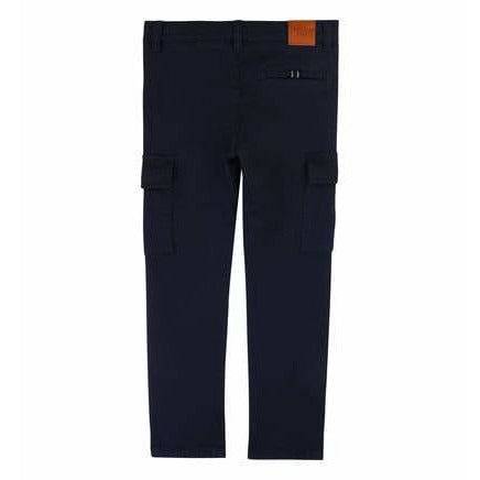 BOYS NAVY STRAIGHT STRETCH COTTON TROUSERS