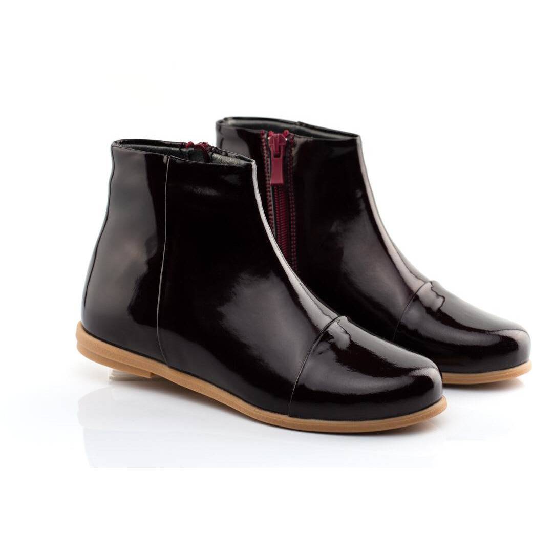 BELLA LEATHER ANKLE BOOTS - BURGUNDY