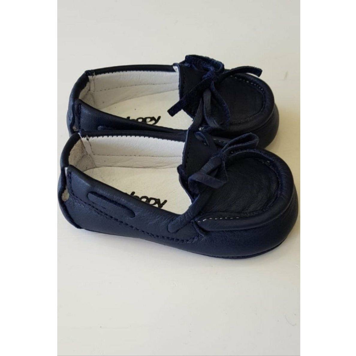 BEBE NAVY LEATHER LOAFERS