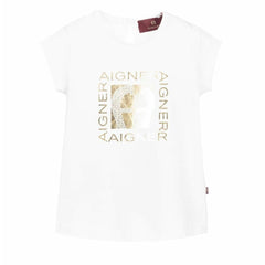 White Cotton Logo Print T-Shirt