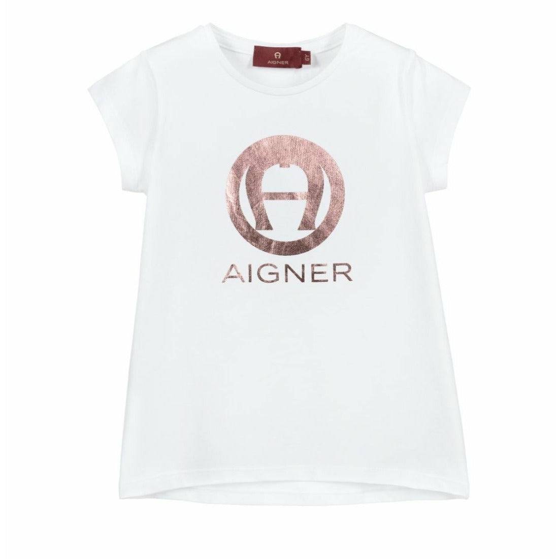 MINI ME WHITE COTTON LOGO T-SHIRT