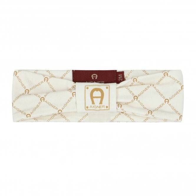 PRIMA COTTON LOGO PRINT HEADBAND - IVORY