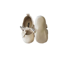 Rosebud Leather Shoes - Pearl Beige