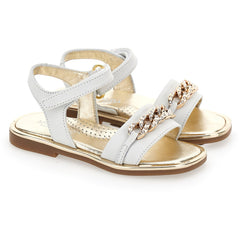 Nappa Sandals With Rhinestone Chain
