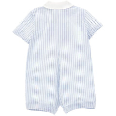 Seersucker Romper With Bow Tie