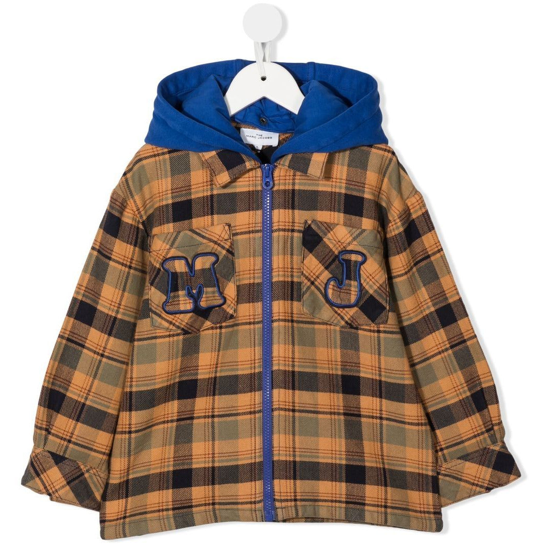 Logo Embroidered Checked Jacket