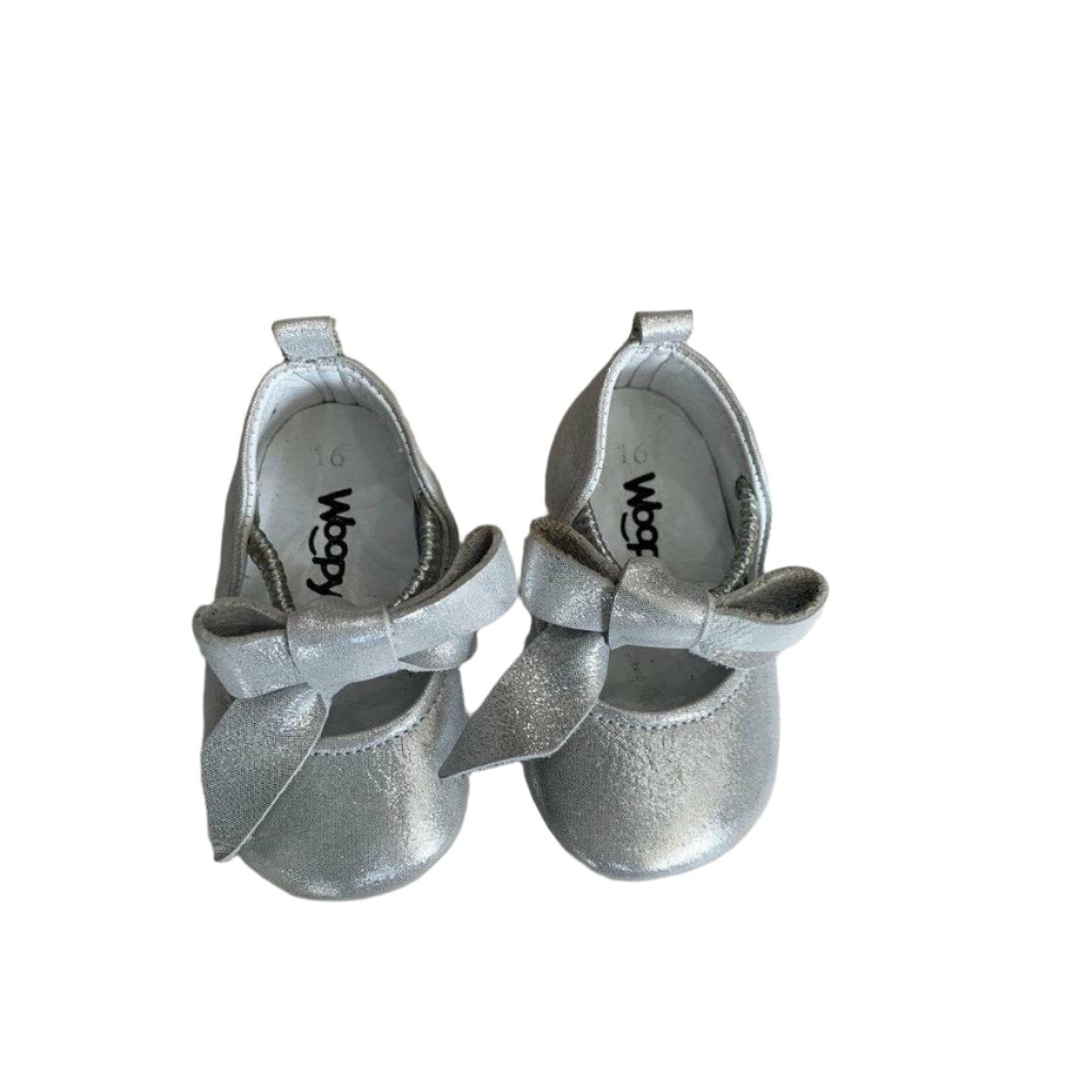 ROSEBUD LEATHER SHOES - SILVER