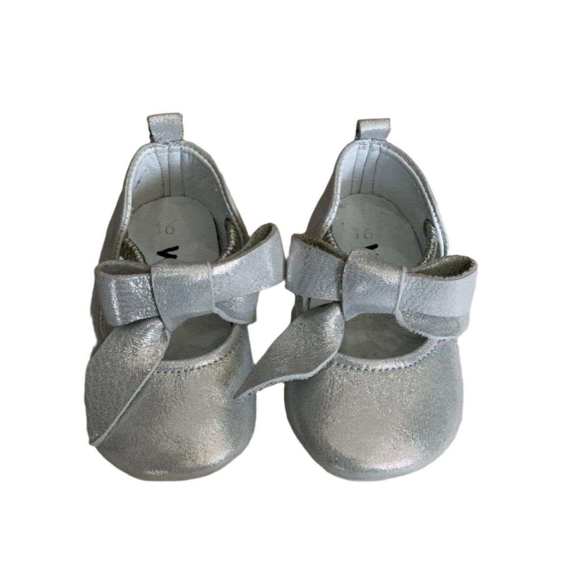 ROSEBUD LEATHER SHOES - SILVER