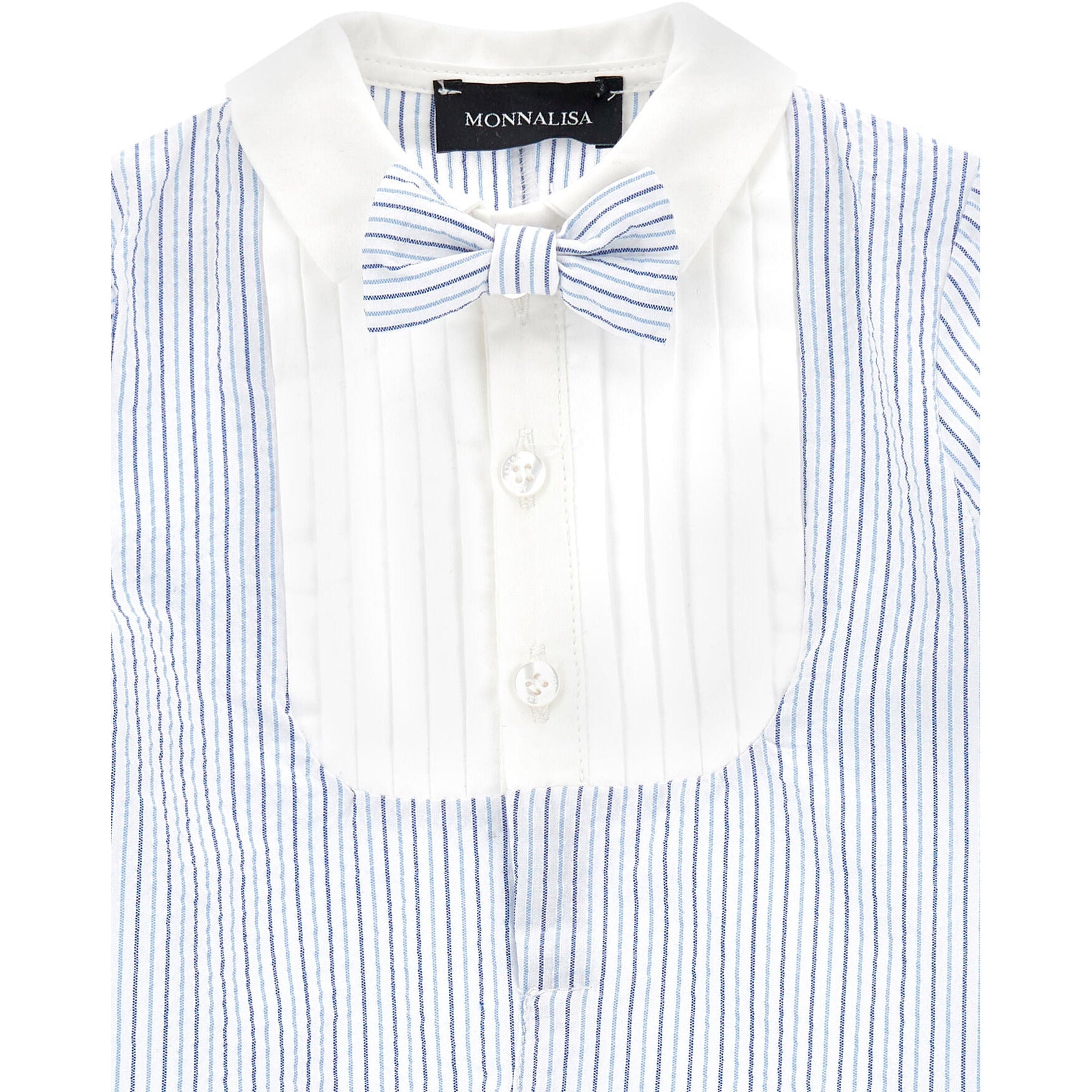 Seersucker Romper With Bow Tie