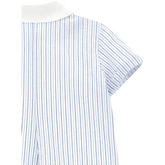 Seersucker Romper With Bow Tie
