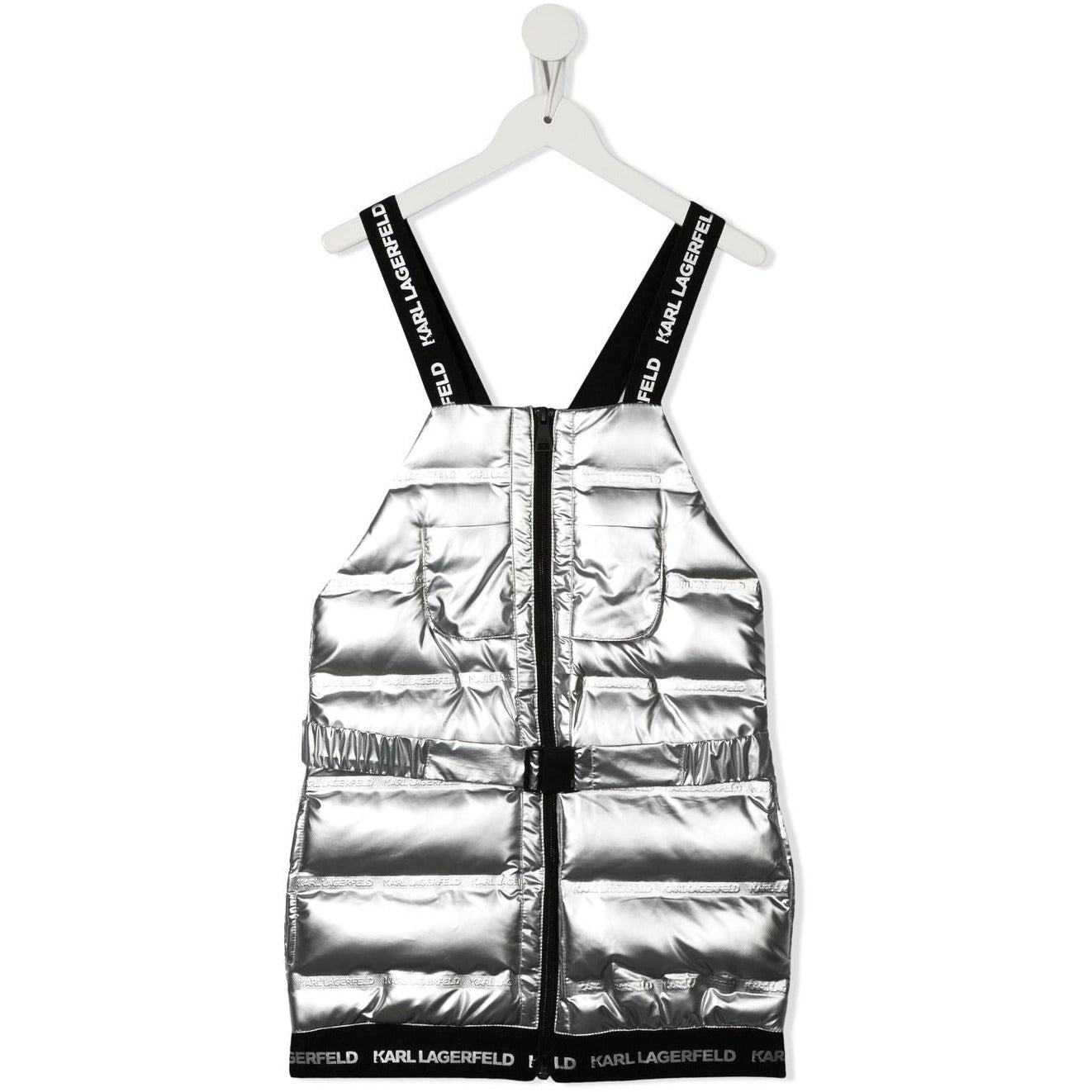 METALLIC QUILTED PADDED DRESS