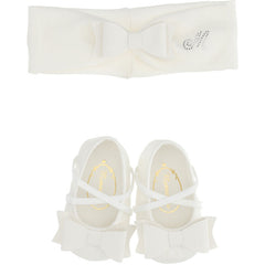 Ivory Ballet Flats And Headband Set