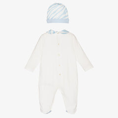 Ivory And Baby Blue Overall Set
