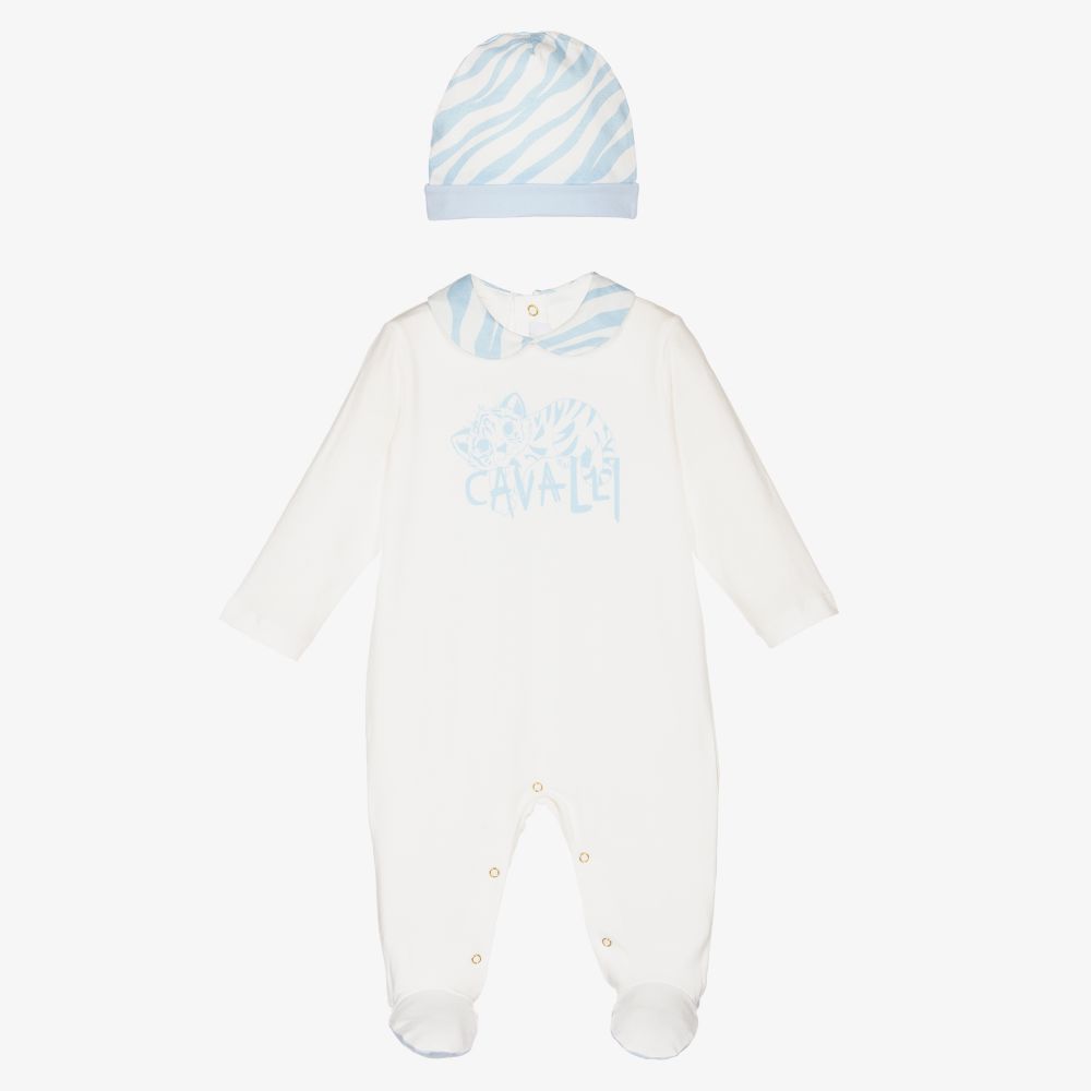 WHITE AND BABY BLUE OVERALL SET