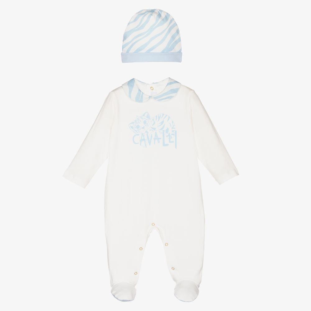 Ivory And Baby Blue Overall Set