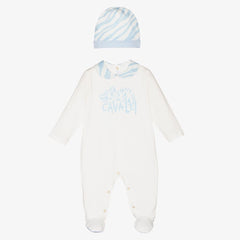 Ivory And Baby Blue Overall Set