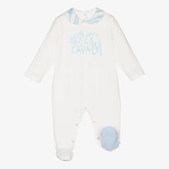 Ivory And Baby Blue Overall Set
