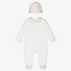 Ivory And Baby Pink Overall Set