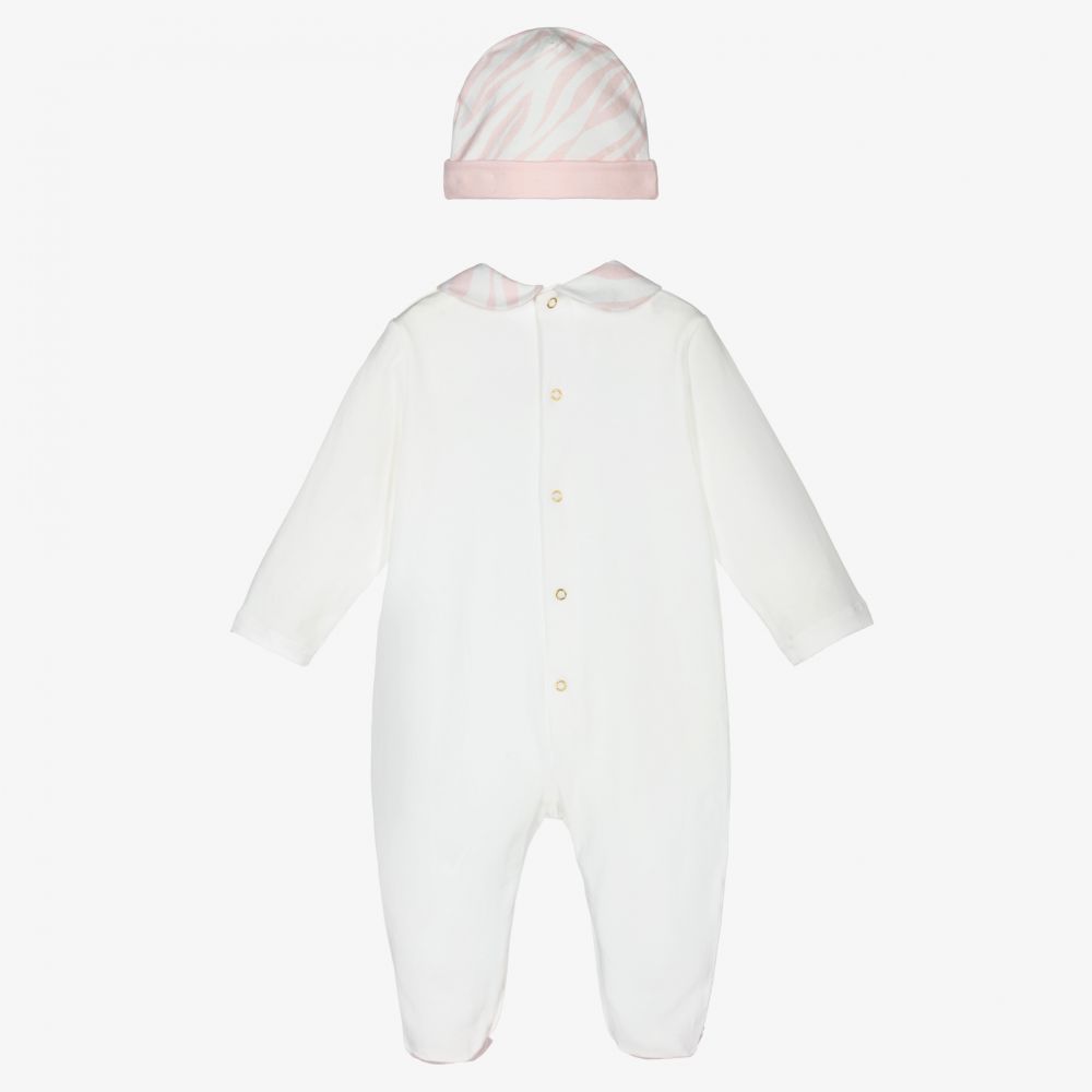 WHITE AND BABY PINK OVERALL SET